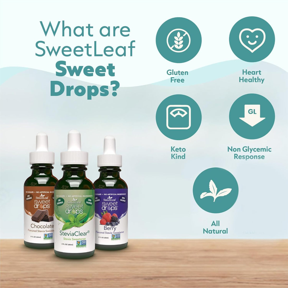 SweetLeaf Sweet Drops - Flavored Stevia Liquid Sweetener, Zero Calorie, Keto Friendly, Gluten Free (4 fl oz, Pack of 2)