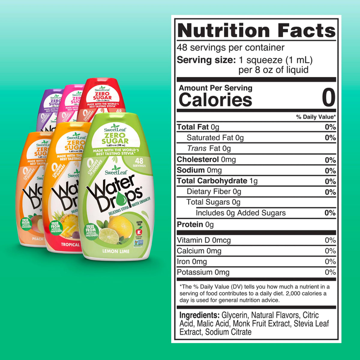 SweetLeaf Water Drops Variety Pack – Zero-Calorie, Sugar-Free Flavor Enhancer (6 x 1.62 oz)