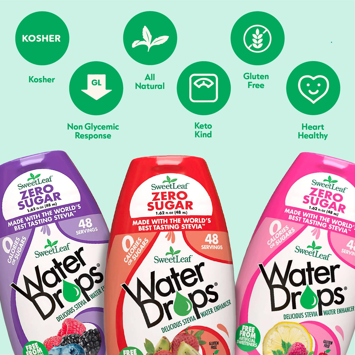 SweetLeaf Water Drops Variety Pack – Zero-Calorie, Sugar-Free Flavor Enhancer (6 x 1.62 oz)