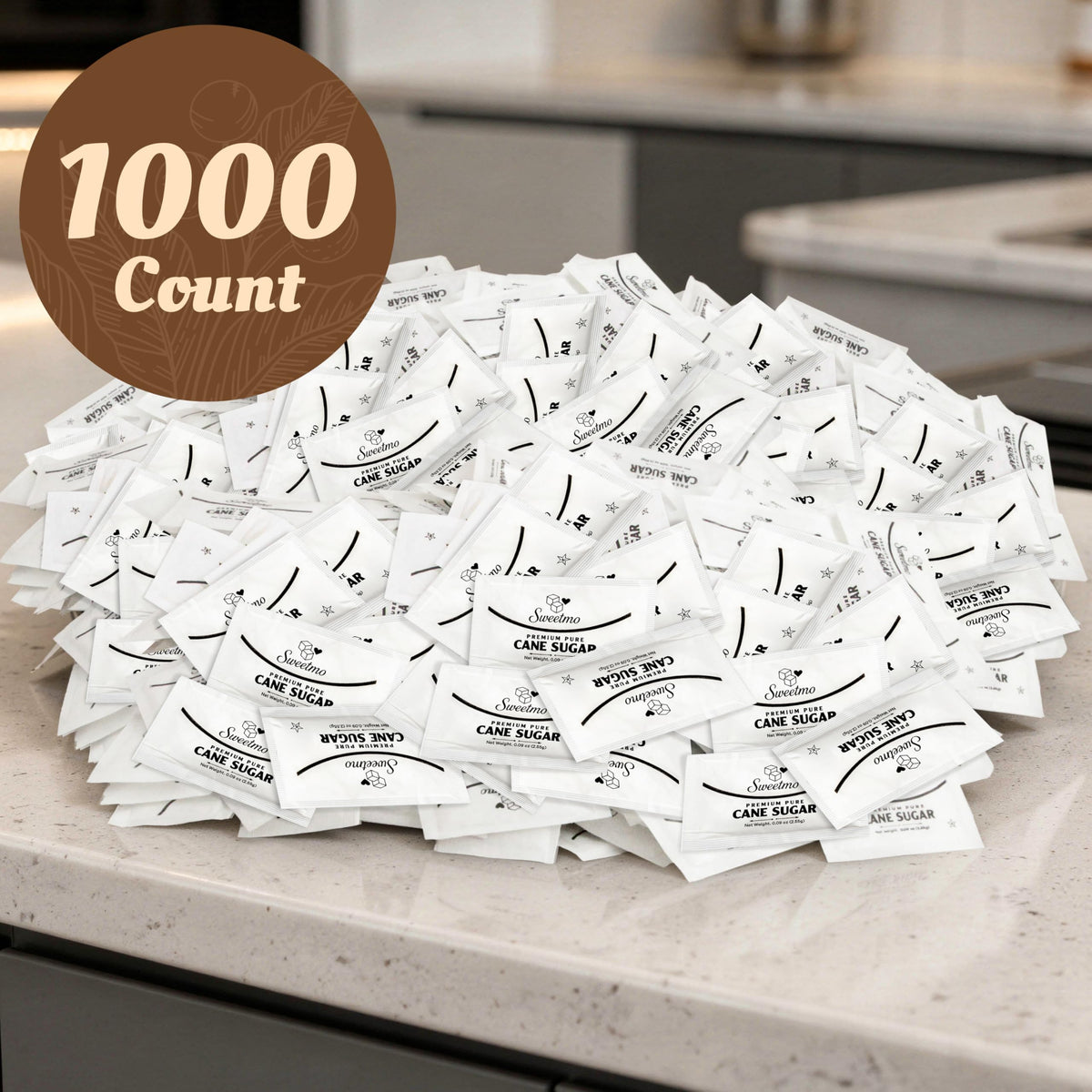 Sweetmo Sugar Packets 1000 Count – Pure Cane White Sugar Packets for Coffee & Food Service