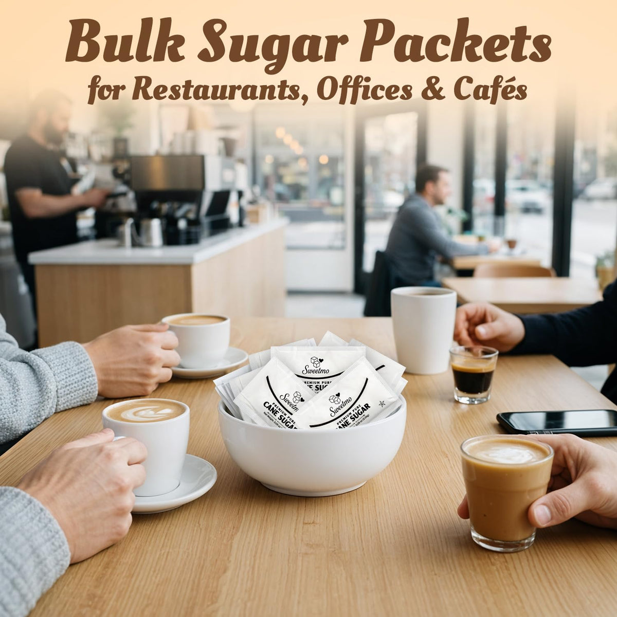 Sweetmo Sugar Packets 1000 Count – Pure Cane White Sugar Packets for Coffee & Food Service