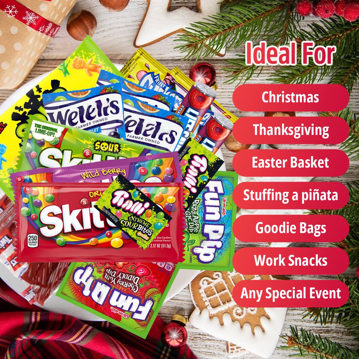 SWEETSIDE CANDY CO. 41-Piece Assorted Candy Box – Gift Basket for College, Office & Family
