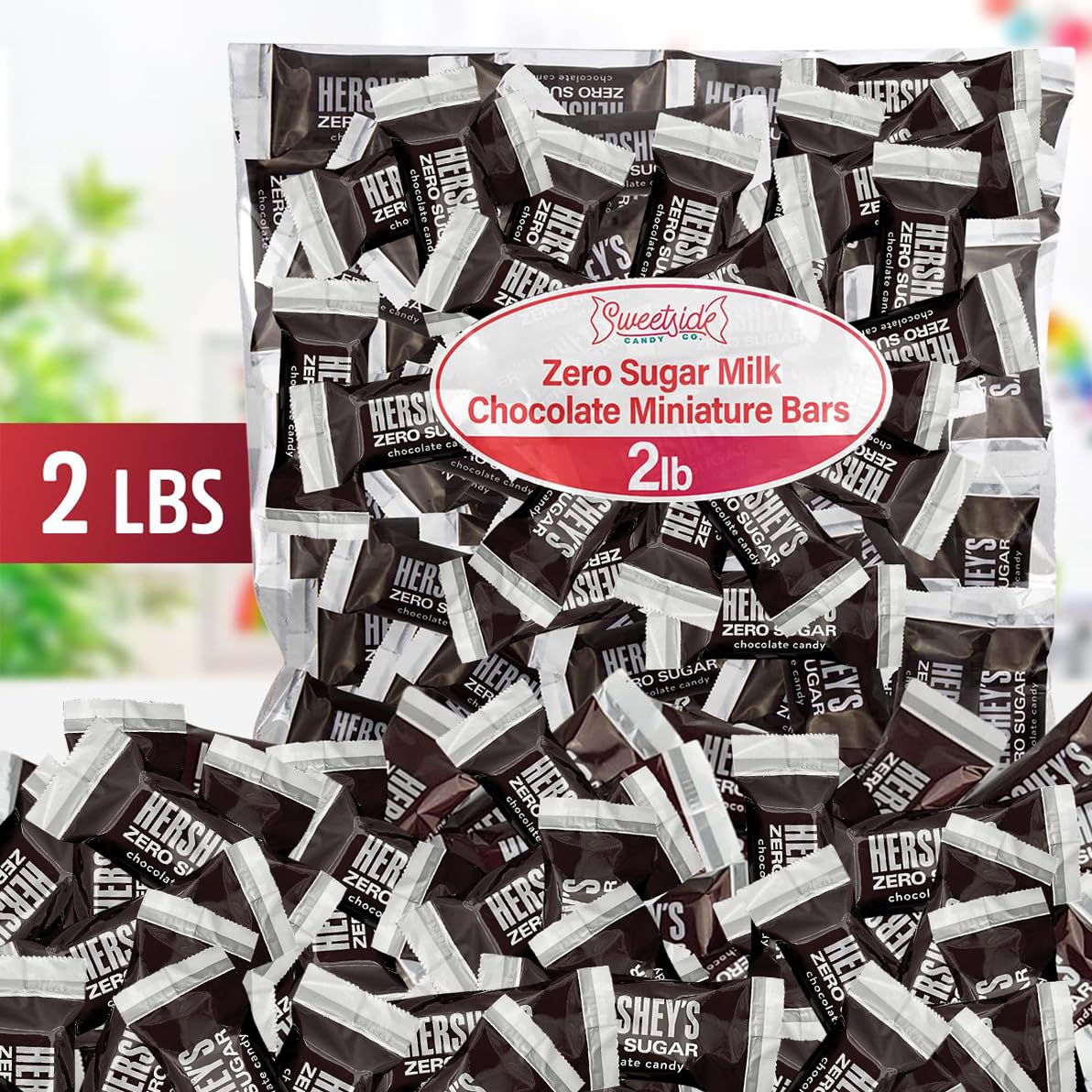 SWEETSIDE CANDY CO. Zero Sugar Milk Chocolate Mini Bars – 2lb Bulk, Individually Wrapped