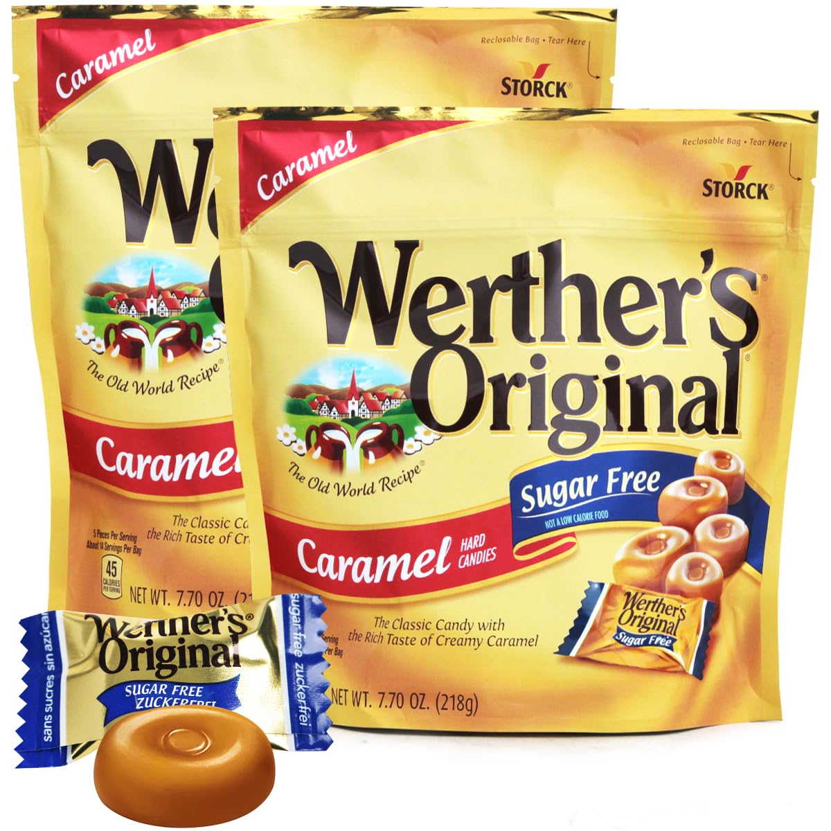 SWEETSIDE CANDY CO. Original Caramel Hard Candies – Sugar Free 2-Pack, 7.7oz Each