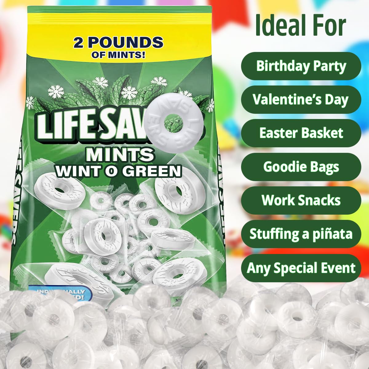 SWEETSIDE CANDY CO. Wint O Green Hard Candy 2lb Bulk Mints – Individually Wrapped