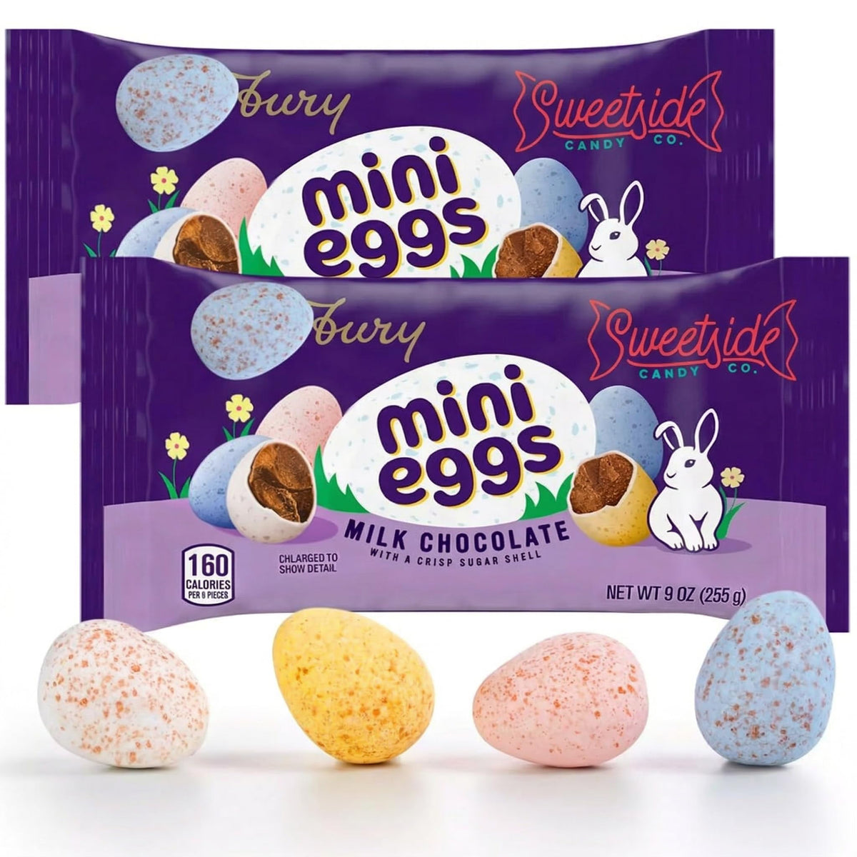 Mini Eggs Milk Chocolate — 2 Bags of 9oz Each | Premium Candy Eggs by SWEETSIDE CANDY CO.
