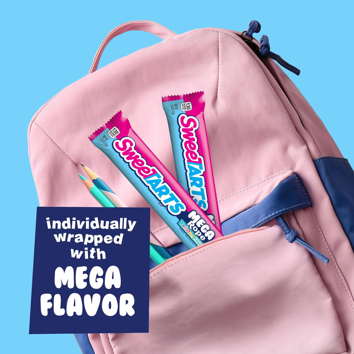 SweeTARTS Mega Filled Ropes Candy – Twisted Rainbow Punch, 1.32 oz (24ct)