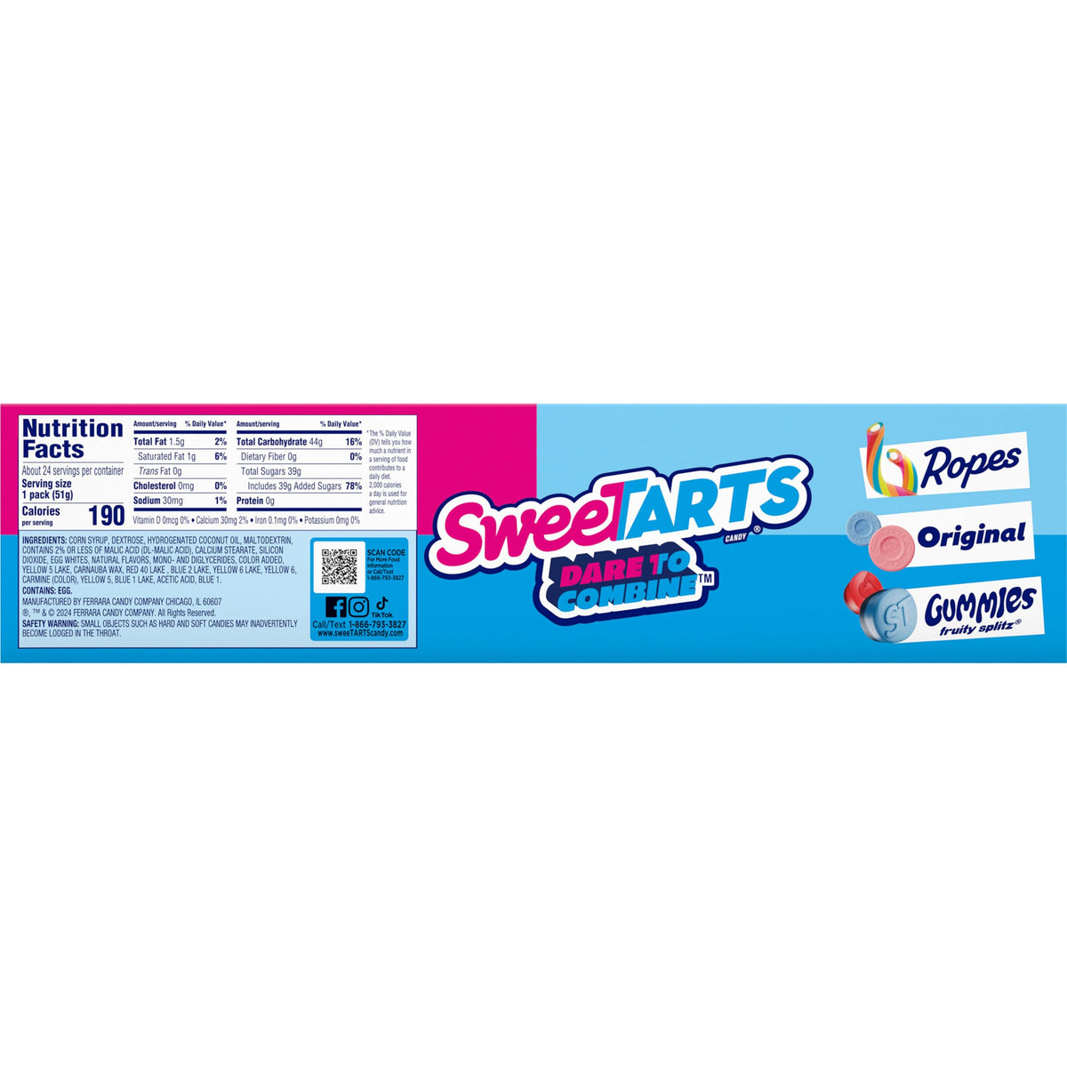 SweeTARTS Mini Chewy Mixed Fruit Candy – 24 Pack, 1.8 oz Each