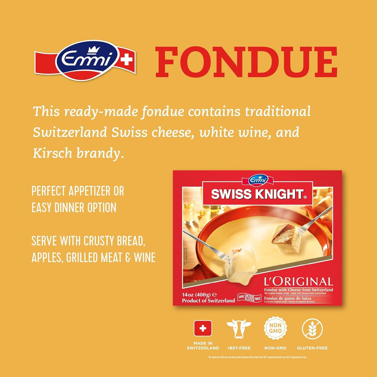 Swiss Knight Cheese Fondue 14oz – 6pk | Authentic Swiss Melt
