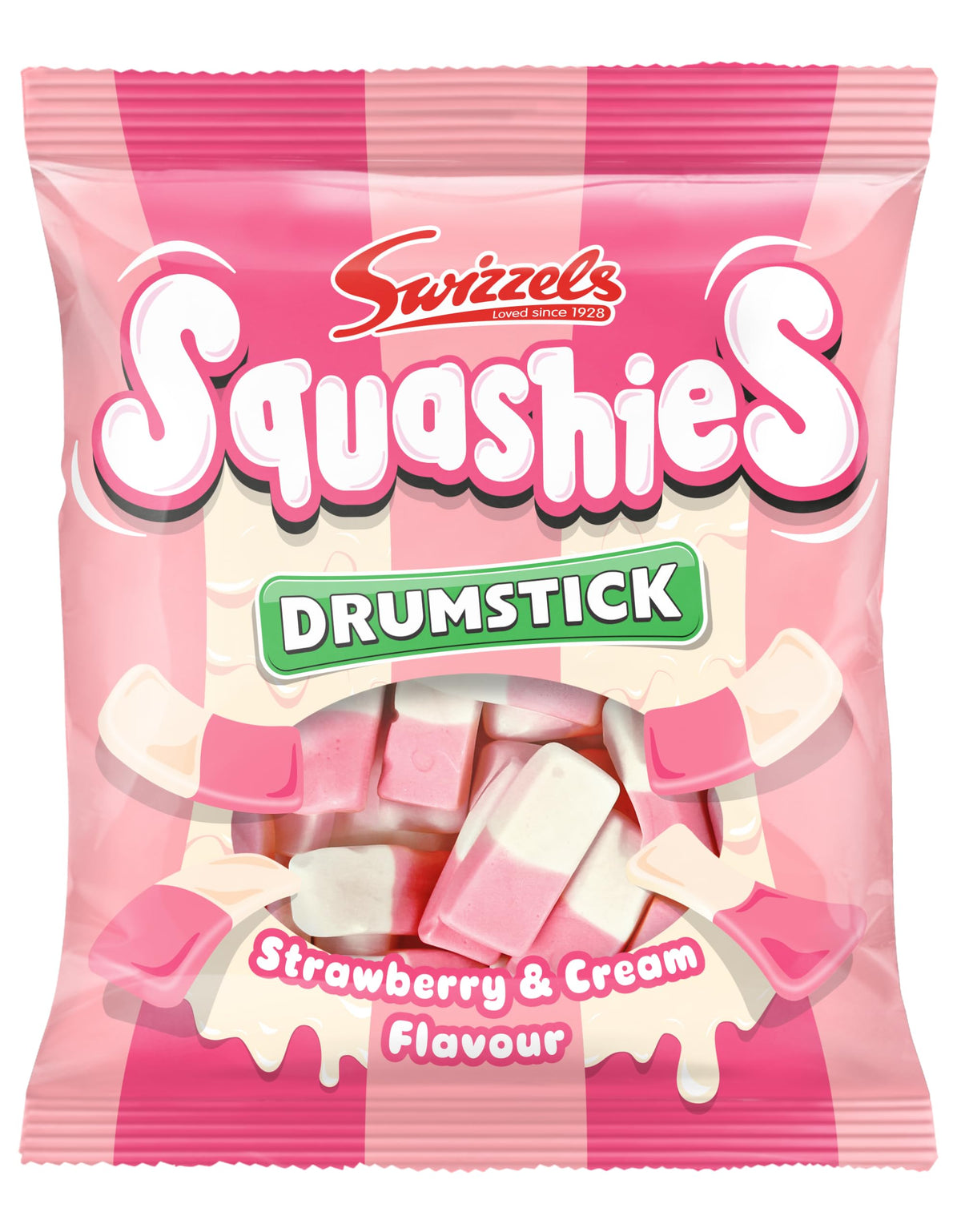 Swizzels Squashies Strawberry & Cream 120g – Pack of 6 | Soft Chewy, Gluten-Free