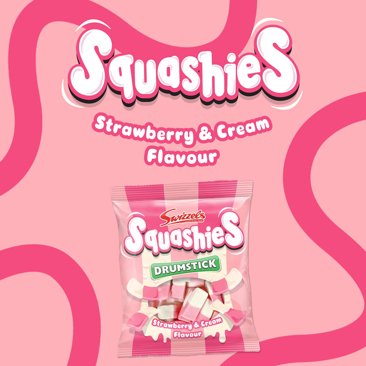 Swizzels Squashies Strawberry & Cream 120g – Pack of 6 | Soft Chewy, Gluten-Free