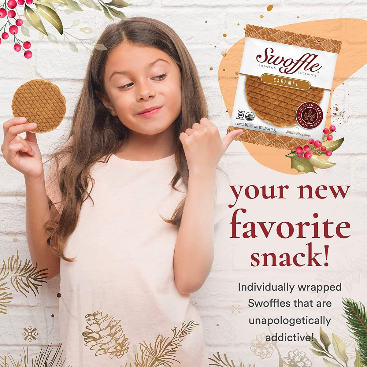 Swoffle Gluten-Free Organic Caramel Stroopwafels – 12 Wafers, Non-GMO, Kosher, Dairy-Free