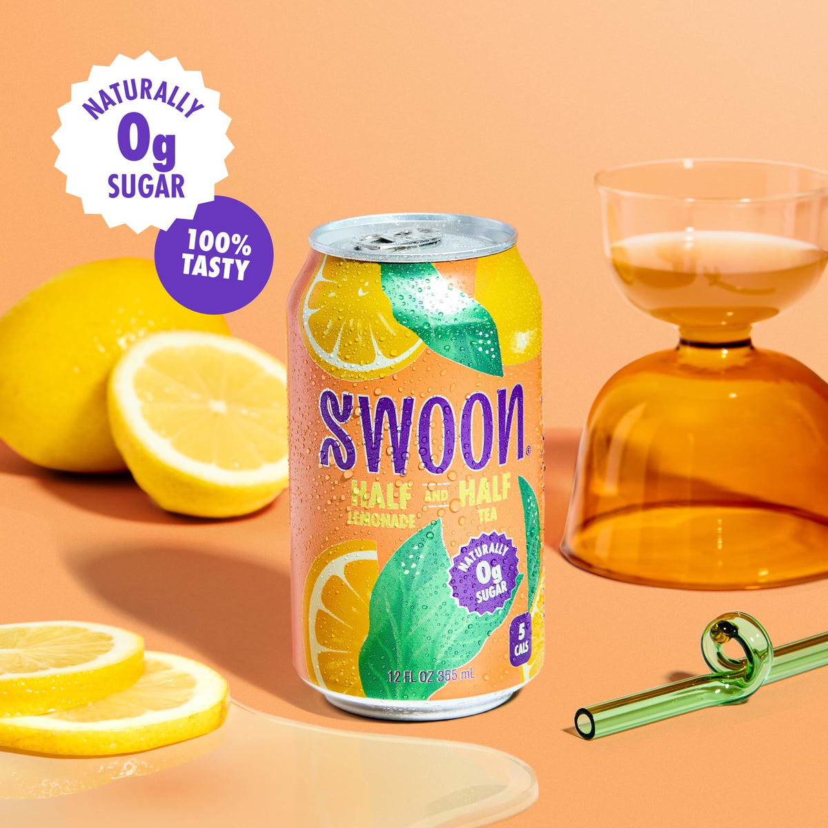 Swoon Half Unsweetened Tea & Half Lemonade – Zero Sugar, Keto & Gluten-Free (Pack of 12)