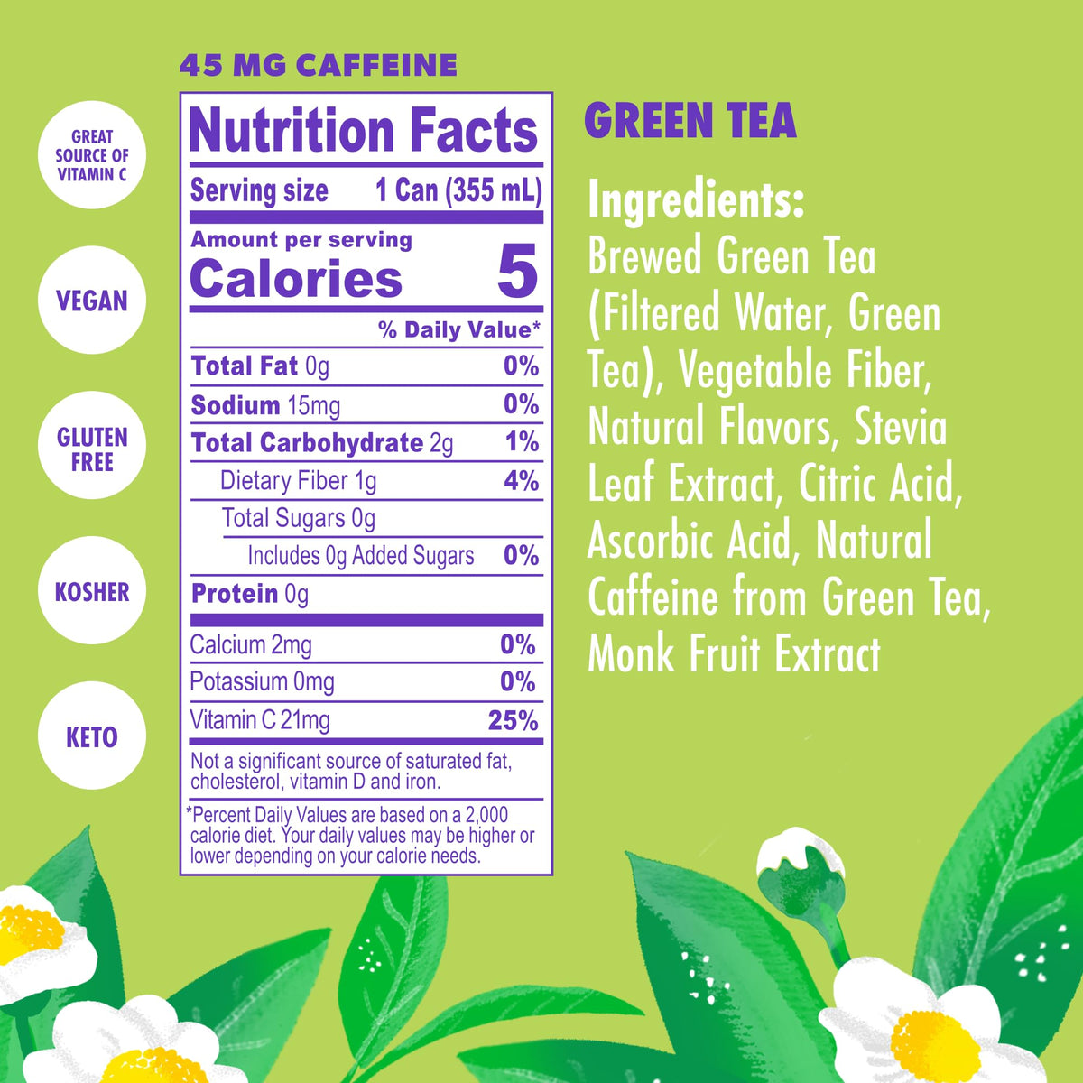 Swoon Perfectly Sweet Green Tea | Zero Sugar, Lightly Caffeinated, 5 Calories