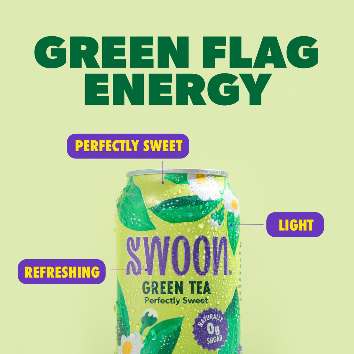 Swoon Perfectly Sweet Green Tea | Zero Sugar, Lightly Caffeinated, 5 Calories