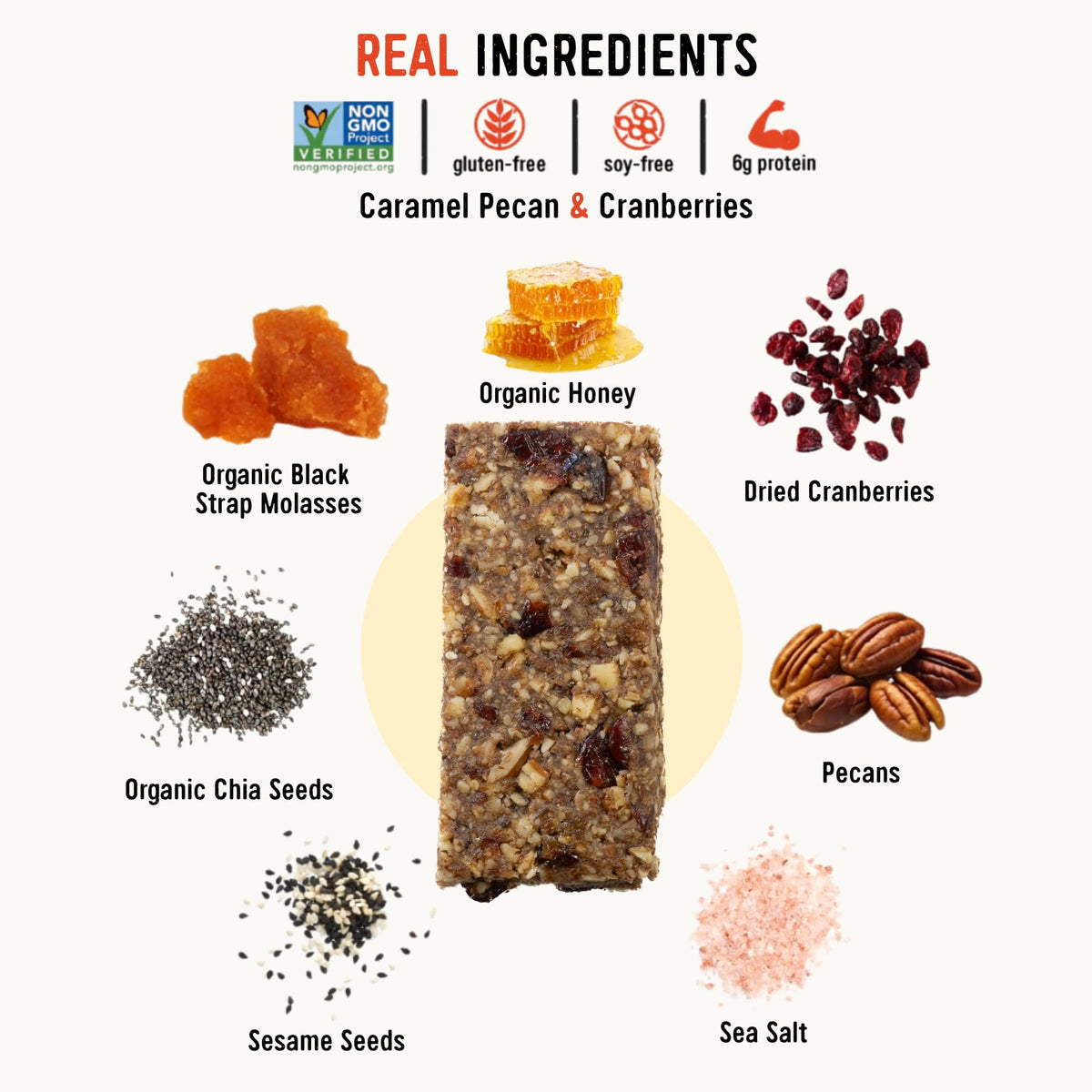 T Taos Bakes Caramel Pecan + Cranberries Breakfast Bars – 12 Pack, Gluten Free, 5g Fiber