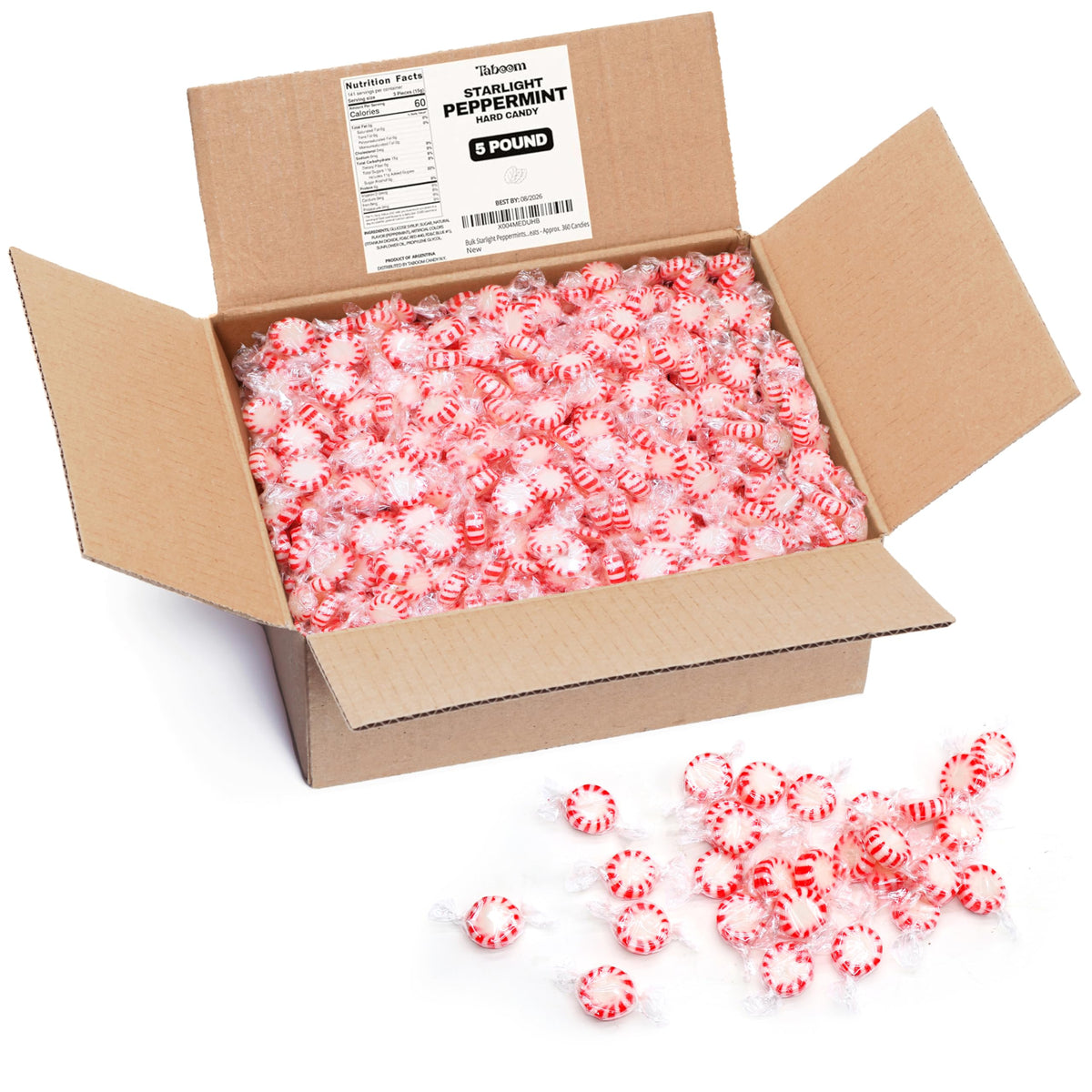 Taboom Bulk Starlight Peppermints Candy – 5 lb Pack of Individually Wrapped Mint Discs for Holiday Parties