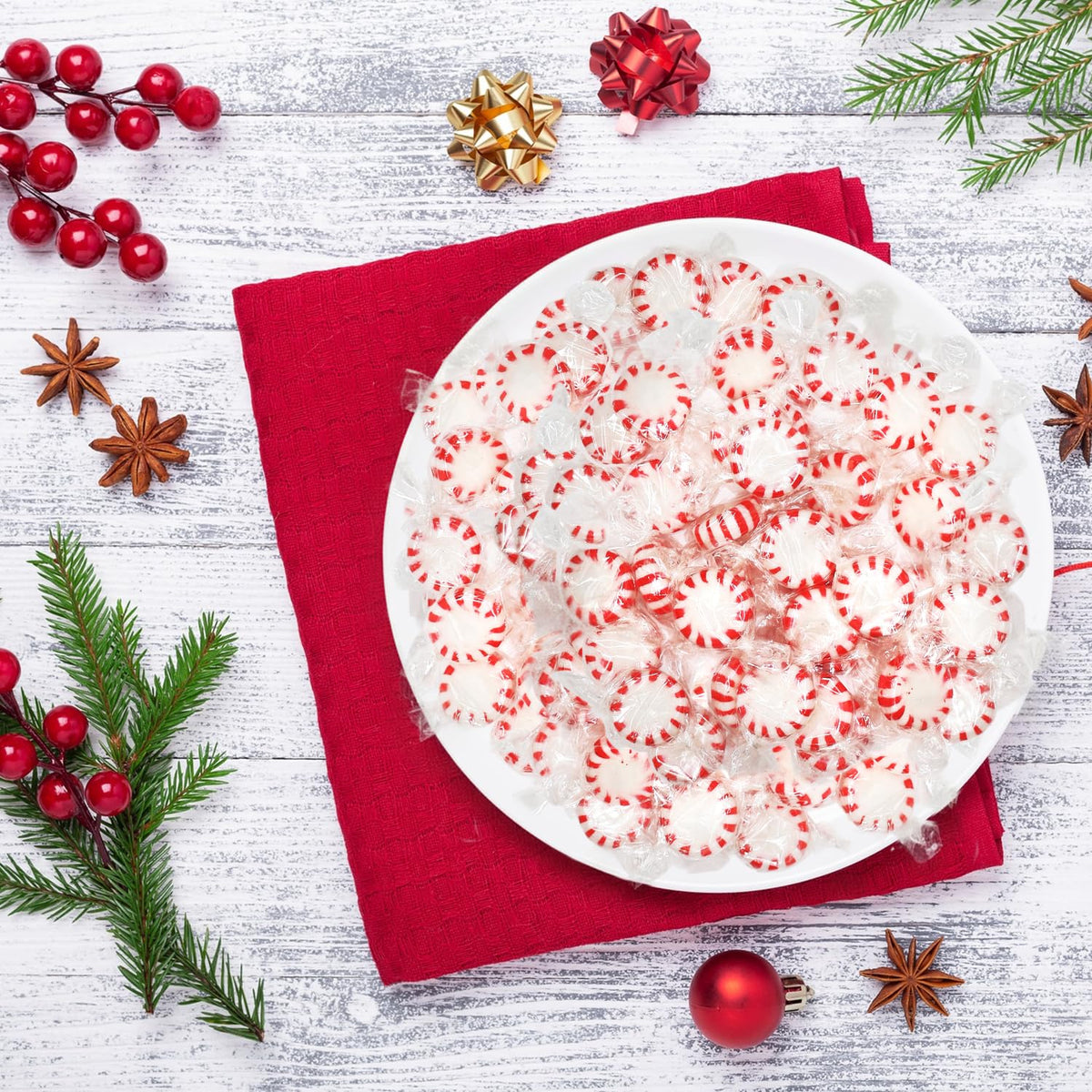 Taboom Bulk Starlight Peppermints Candy – 5 lb Pack of Individually Wrapped Mint Discs for Holiday Parties