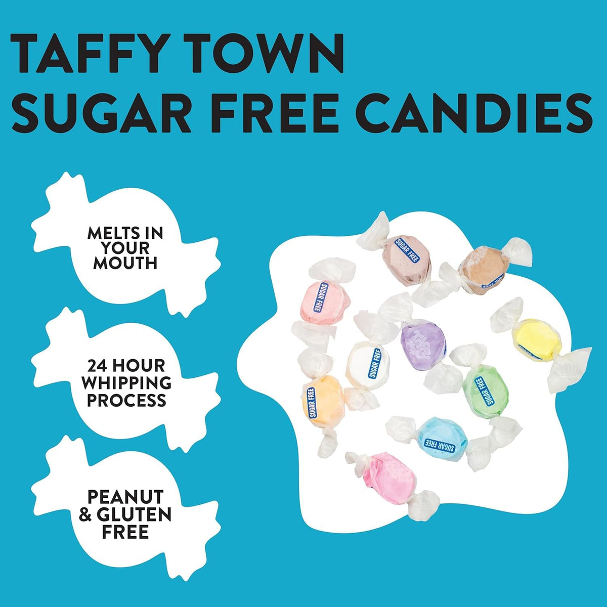 Taffy Town Sugar Free Cinnamon Candies – Gourmet Nougat-Style, Soft & Delicious 2.5lb