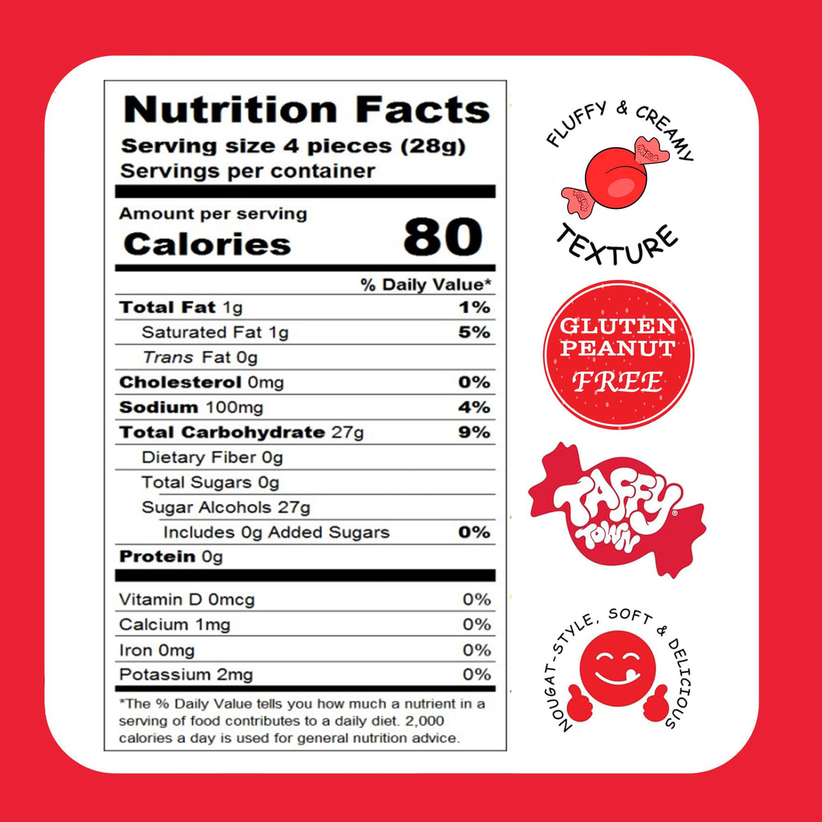 Taffy Town Sugar Free Cinnamon Candies – Gourmet Nougat-Style, Soft & Delicious 2.5lb