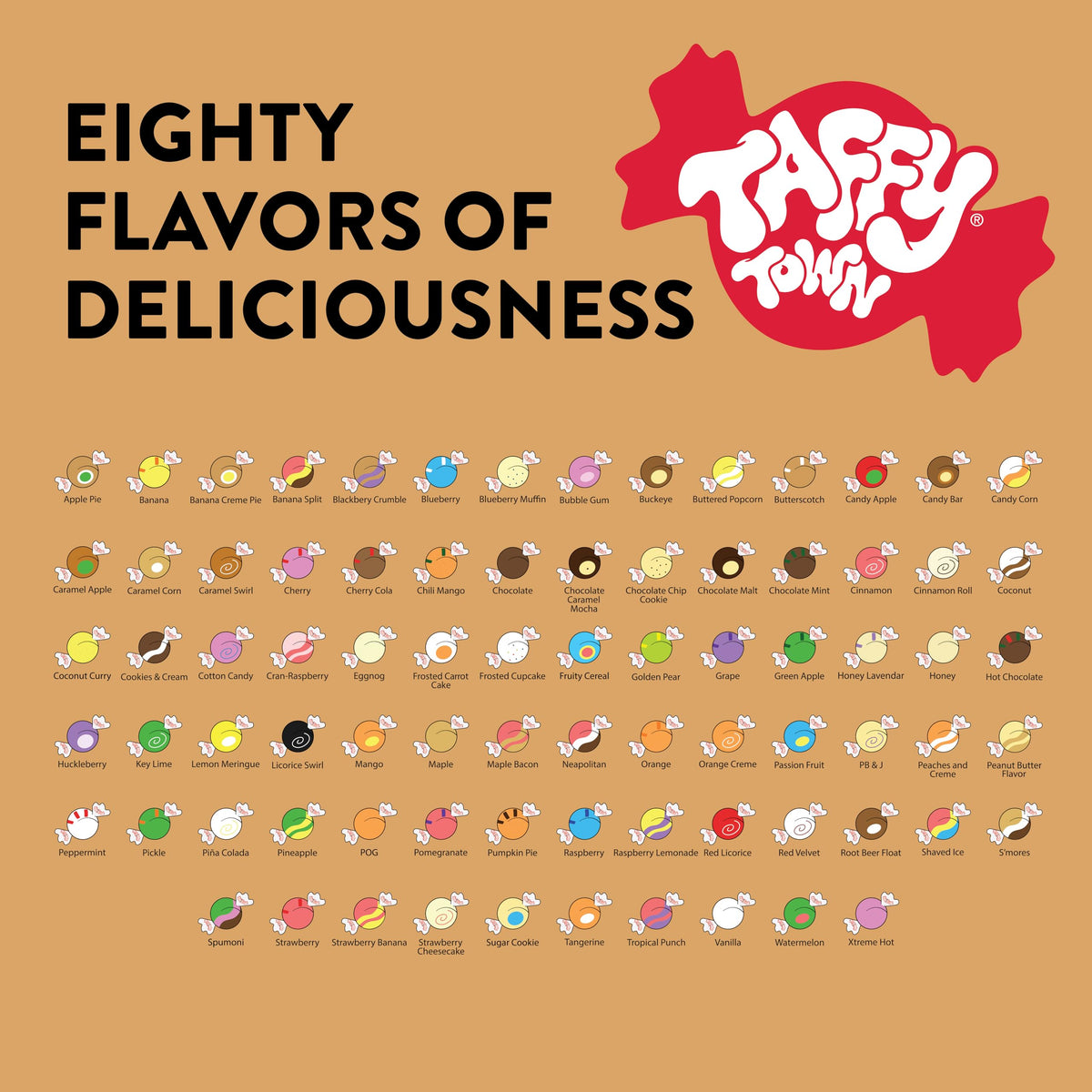 Taffy Town Salt Water Taffy Assortment – 80 Oz (5 lb), Made in USA