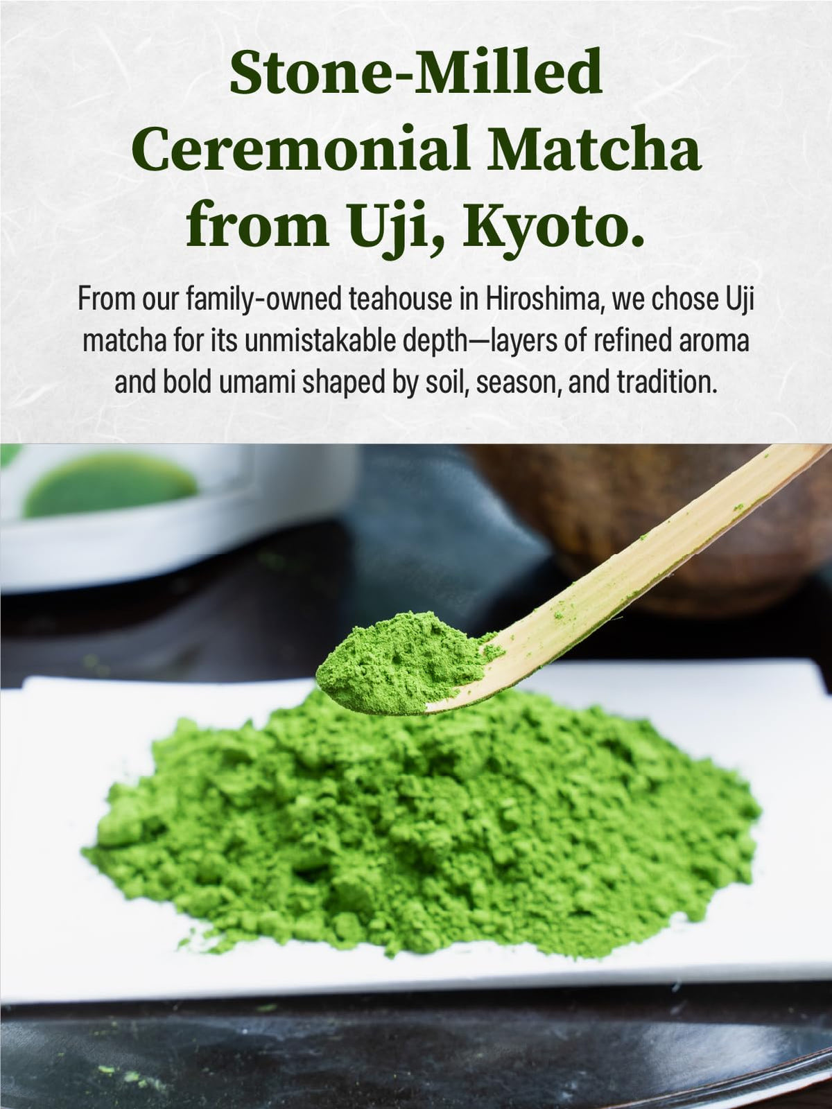 TAGASHIRA CHAHO Saga no Mukashi Uji Matcha – Ceremonial Grade, Hand-Picked, Stone-Milled, 100% Japan