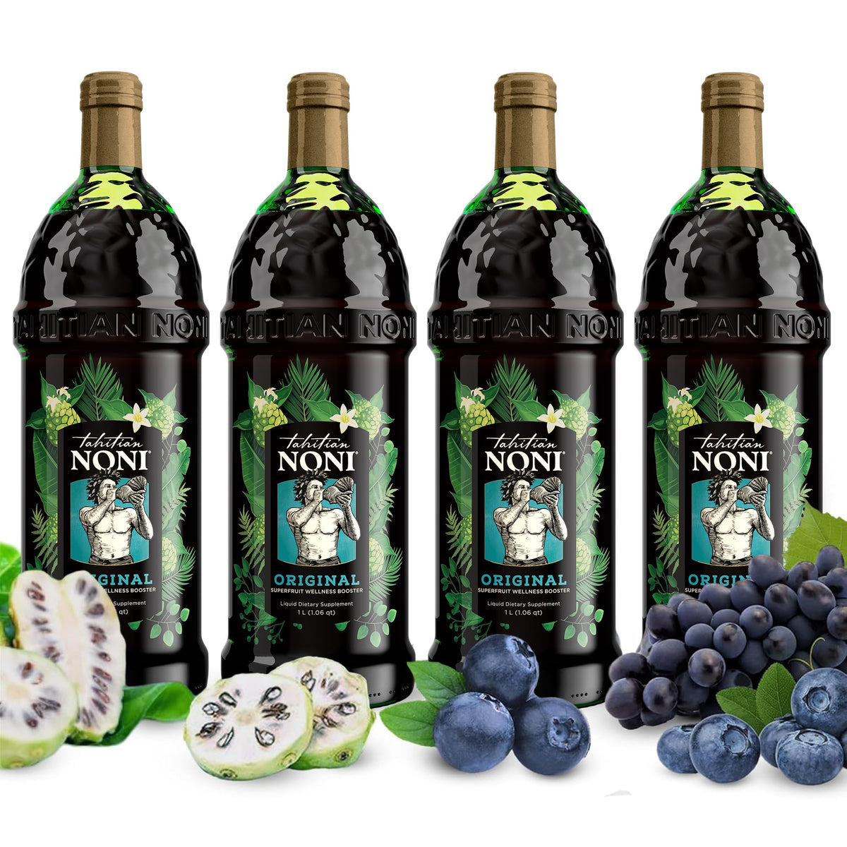 Tahitian Noni Juice by Morinda – Original Noni with Blueberry & Grape, 4 x 1L Case
