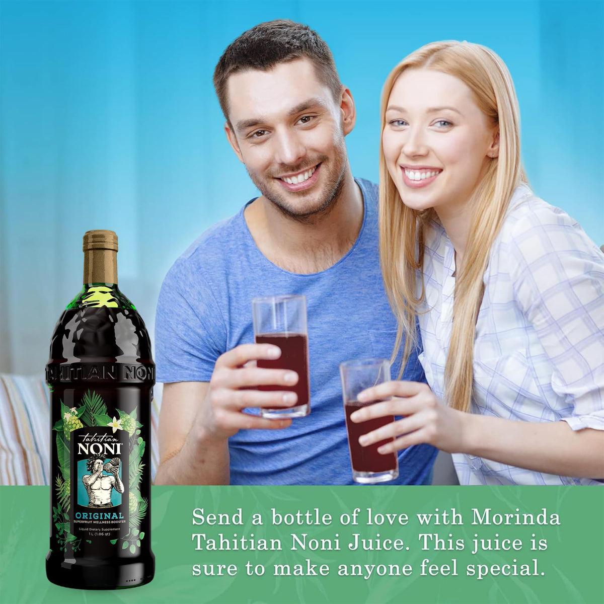 Tahitian Noni Juice by Morinda – Original Noni with Blueberry & Grape, 4 x 1L Case
