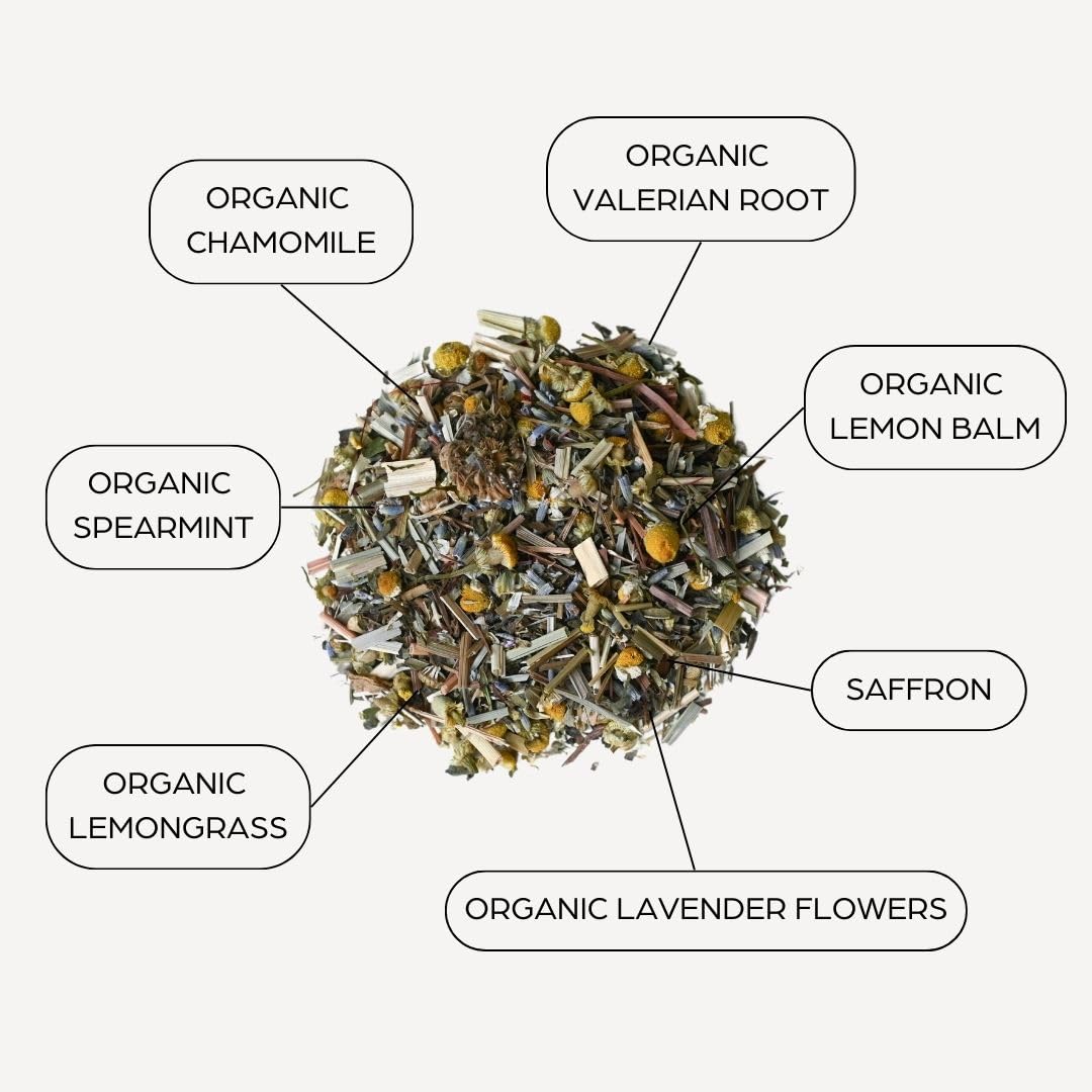 Tahmina Saffron Sleep Tea – Caffeine-Free Chamomile & Lavender with Saffron (36 Cups)