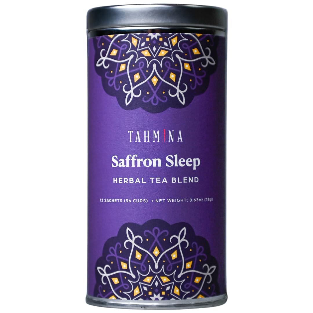 Tahmina Saffron Sleep Tea – Caffeine-Free Chamomile & Lavender with Saffron (36 Cups)