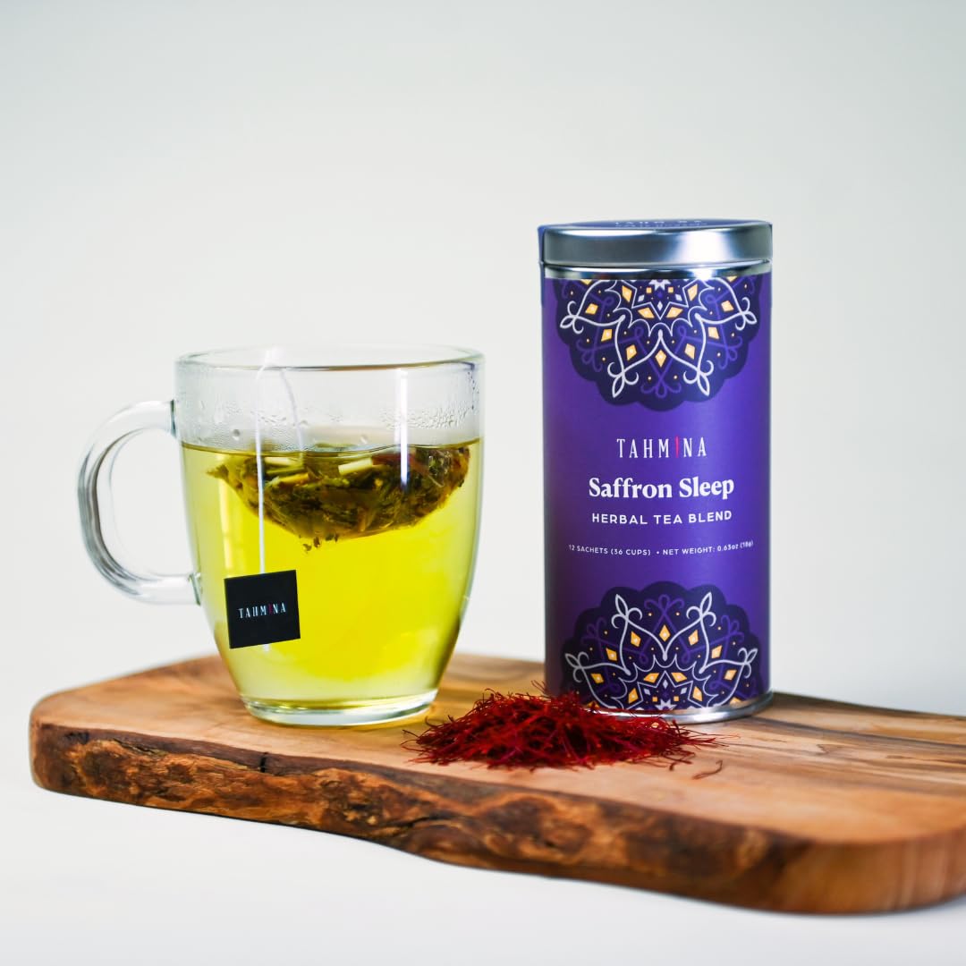 Tahmina Saffron Sleep Tea – Caffeine-Free Chamomile & Lavender with Saffron (36 Cups)