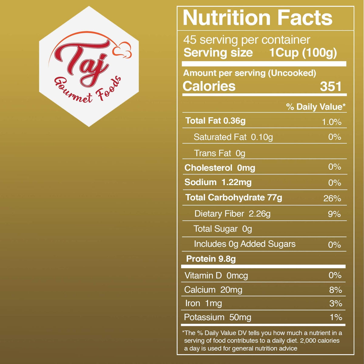 TAJ Gourmet Brown Basmati Rice, Naturally Aged – 10 lb