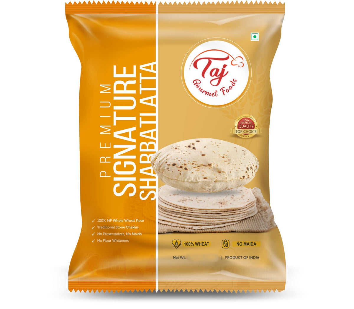 TAJ Signature Sharbati Atta - 10lb Chakki Atta, 100% Whole Wheat Flour