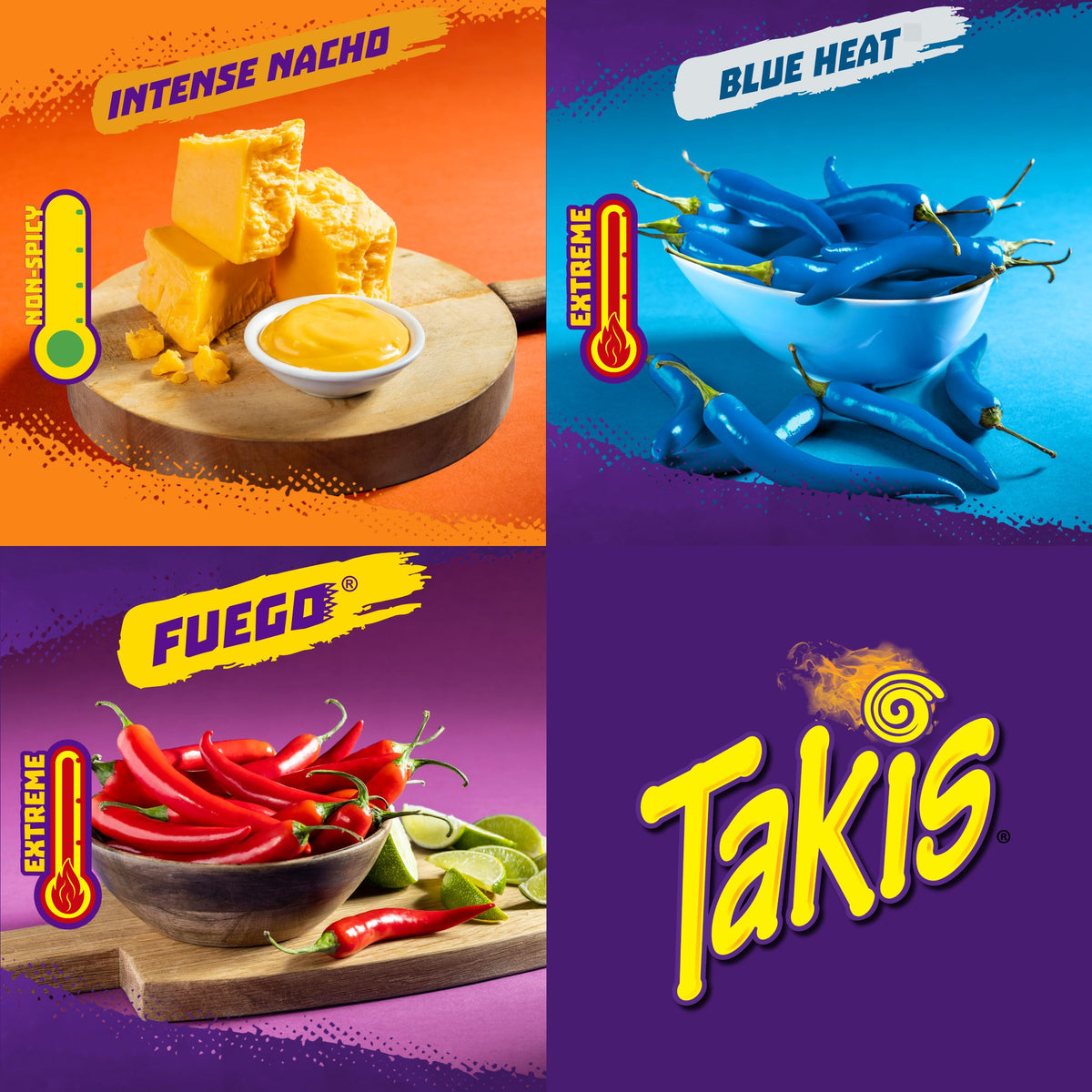 Takis Hero Pack 40-Count: Fuego, Blue Heat & Intense Nacho 1 oz Bags