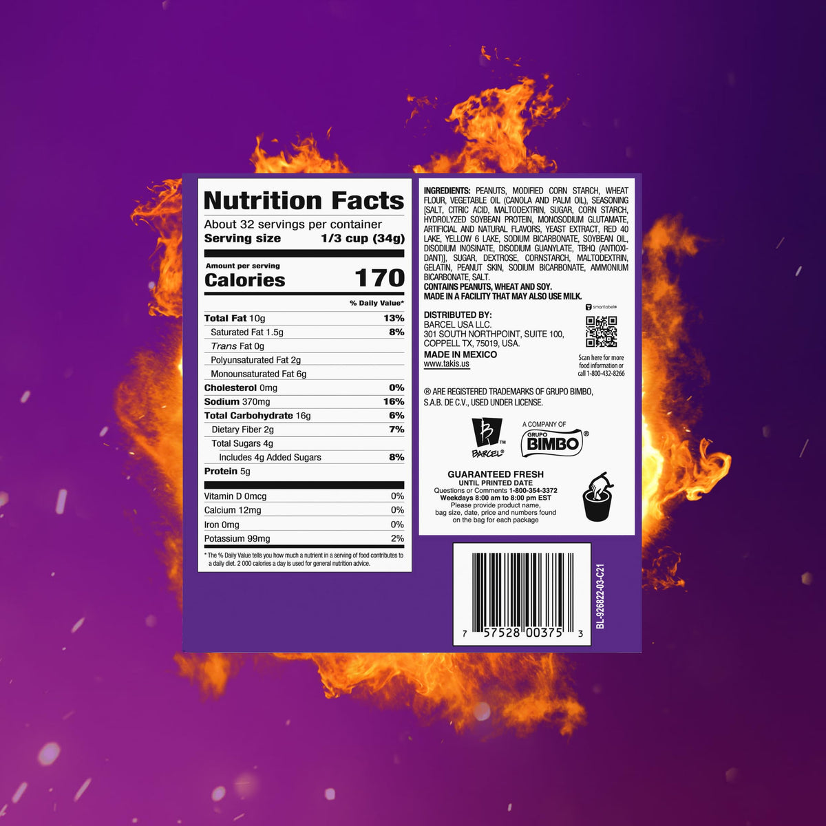 Takis Fuego Hot Nuts 12 pc Box | Extreme Spicy Double-Crunch Peanuts