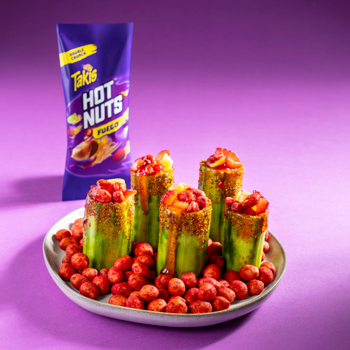 Takis Fuego Hot Nuts 12 pc Box | Extreme Spicy Double-Crunch Peanuts