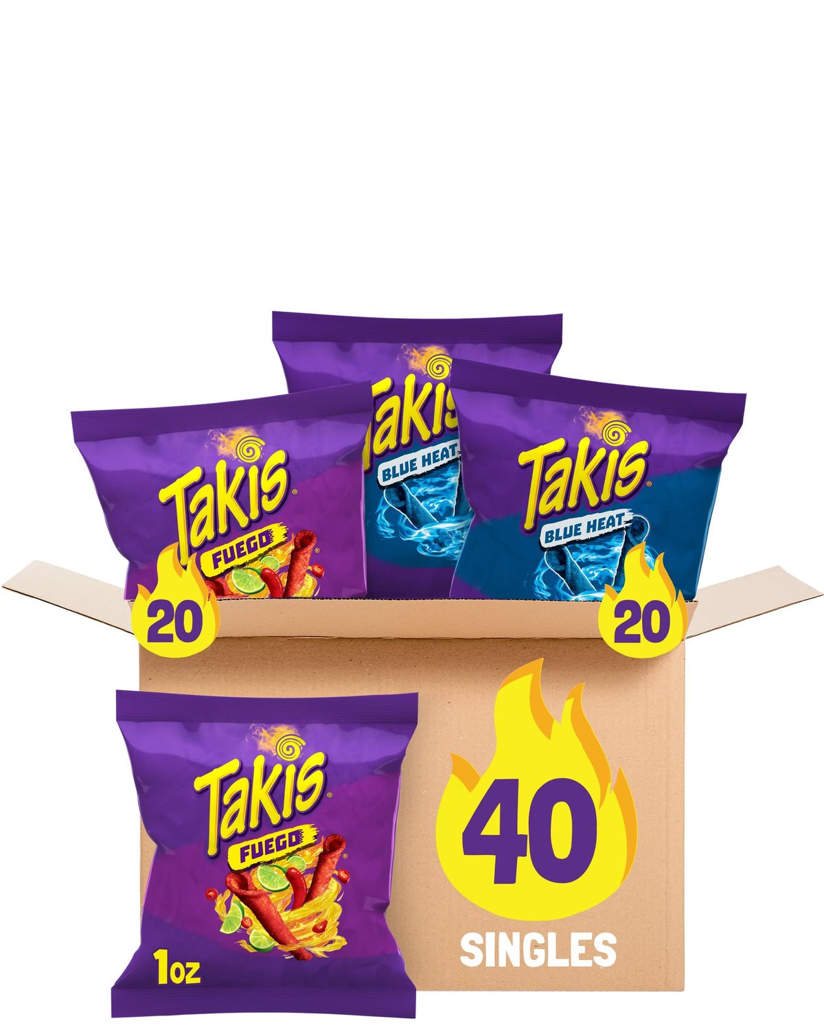 Takis 40 pc Multipack – Fuego & Blue Heat Rolled Tortilla Chips