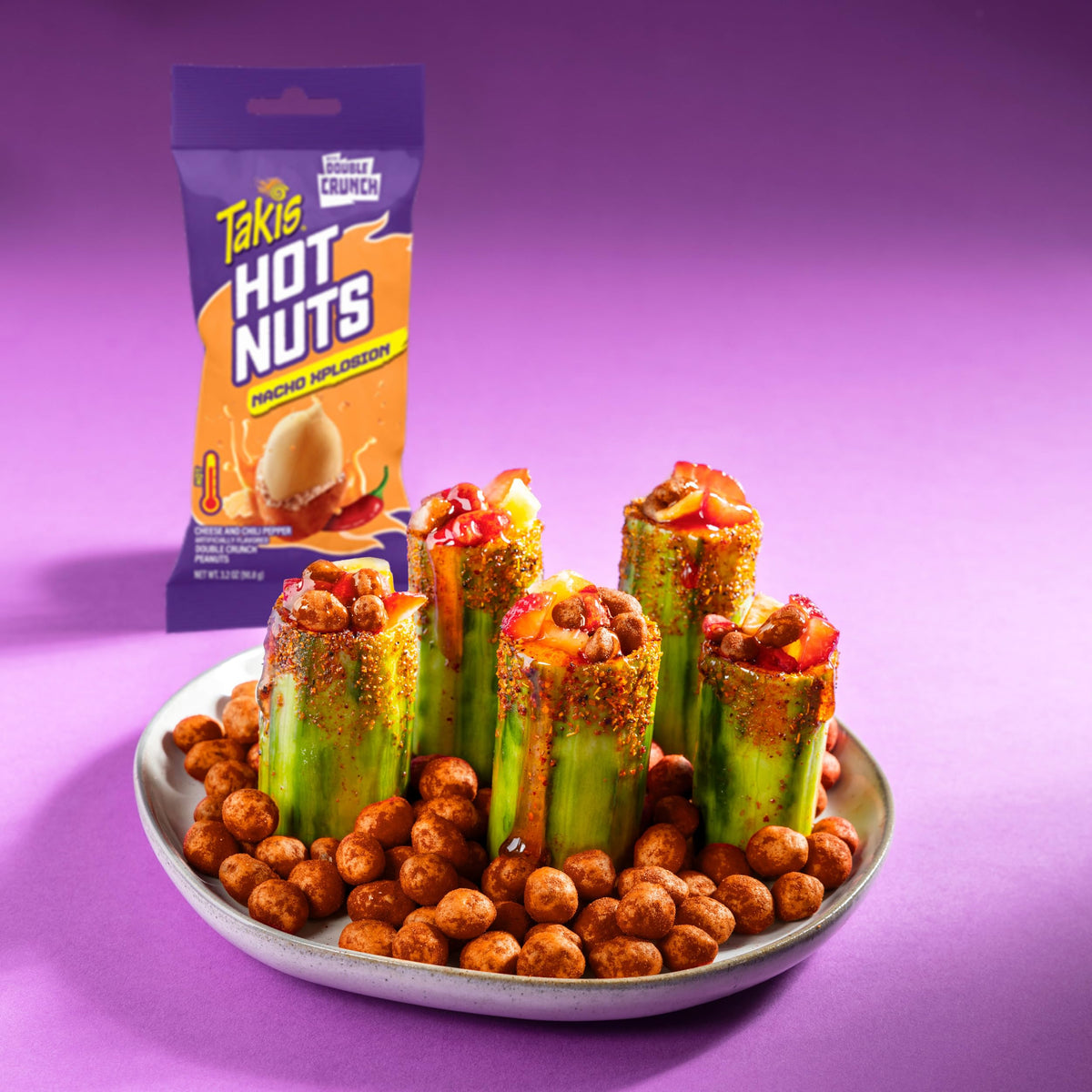 Takis Nacho Xplosion Hot Nuts – Double-Crunch Cheese & Chili Peppers Snack (12 pc, 3.2 oz)
