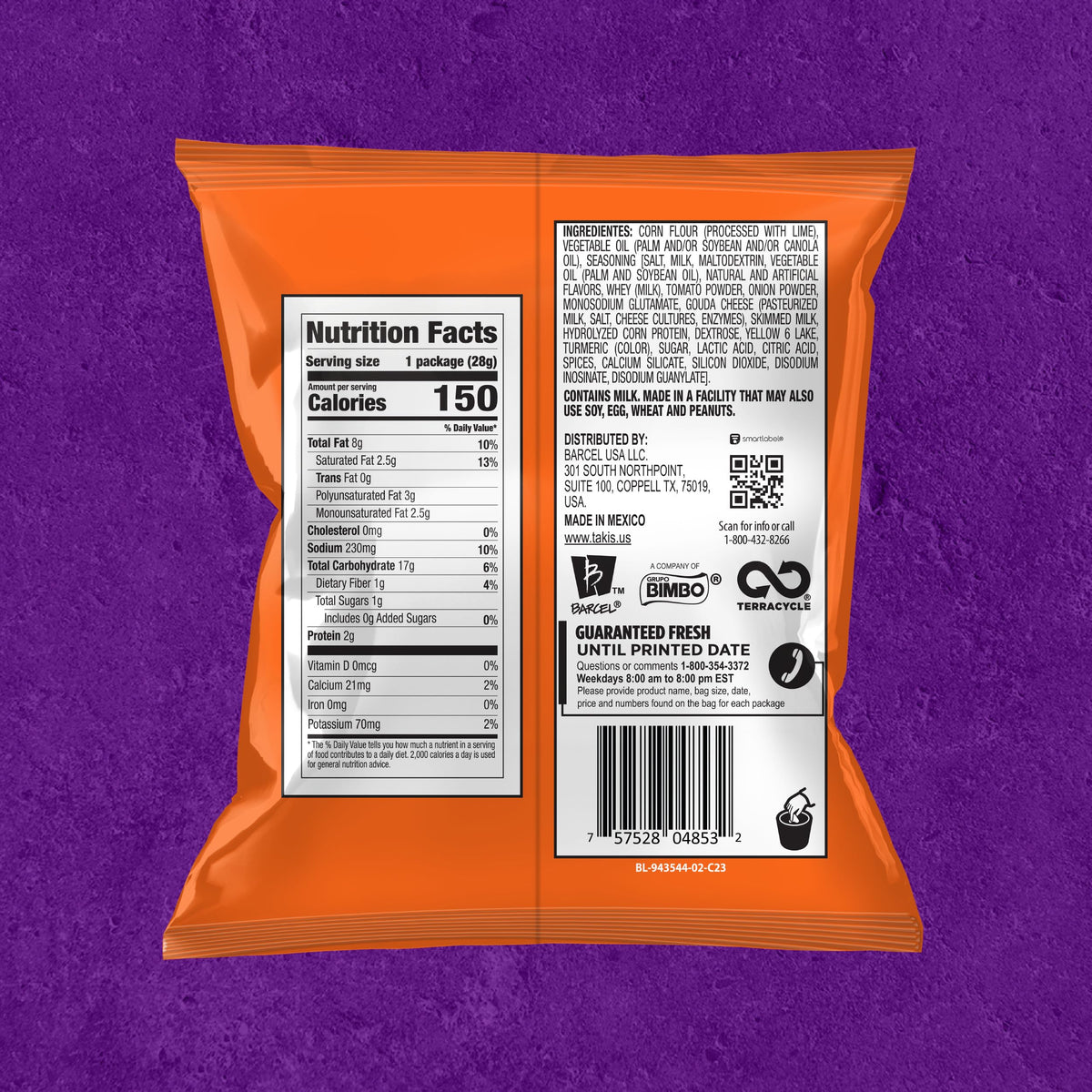 Takis Intense Nacho 40pc Multipack — Cheddar Cheese Flavored Non-Spicy Rolled Tortilla Chips