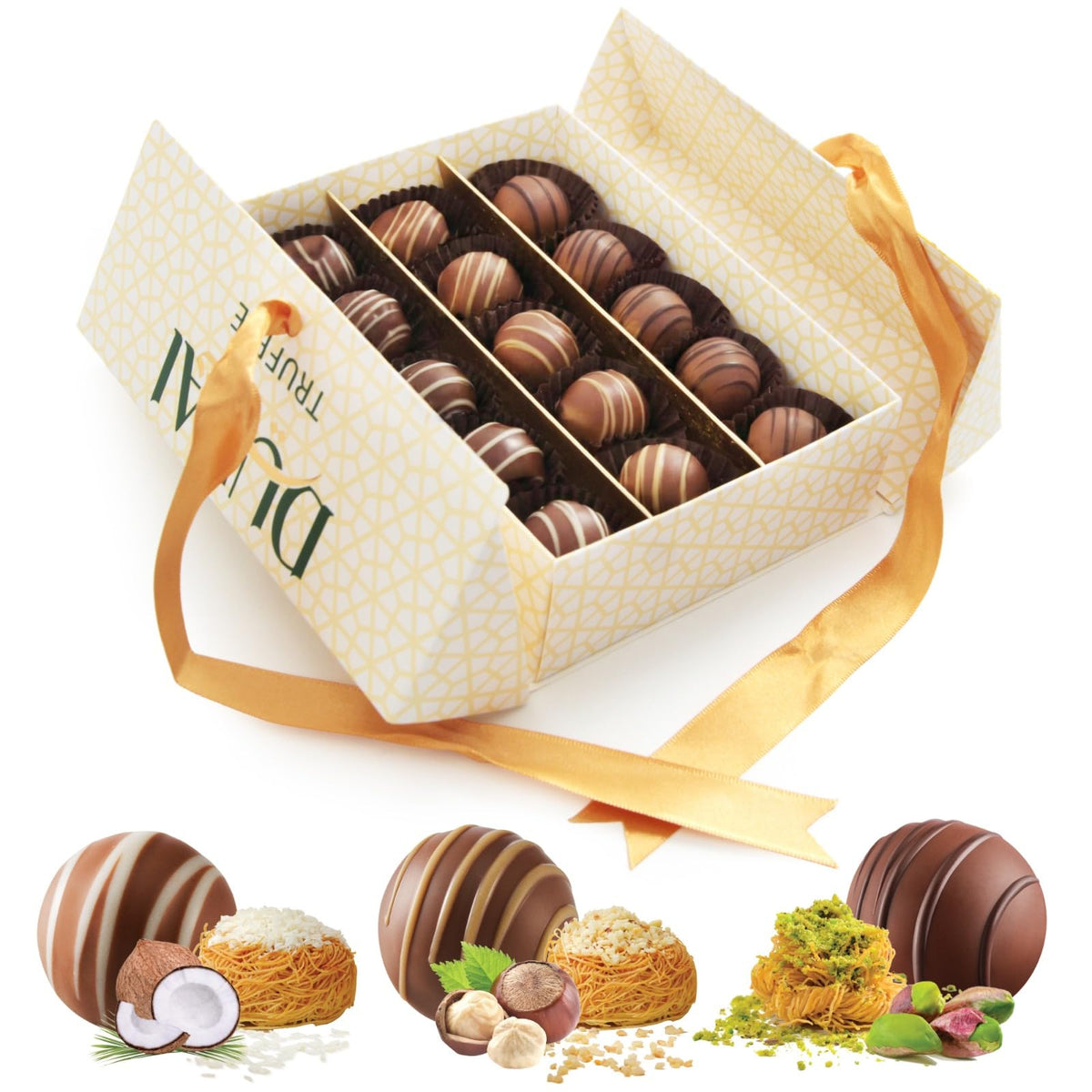 TAMMZEE Mothers Day Chocolate Truffles – Pistachio, Hazelnut & Coconut Gift Box (15 Count)