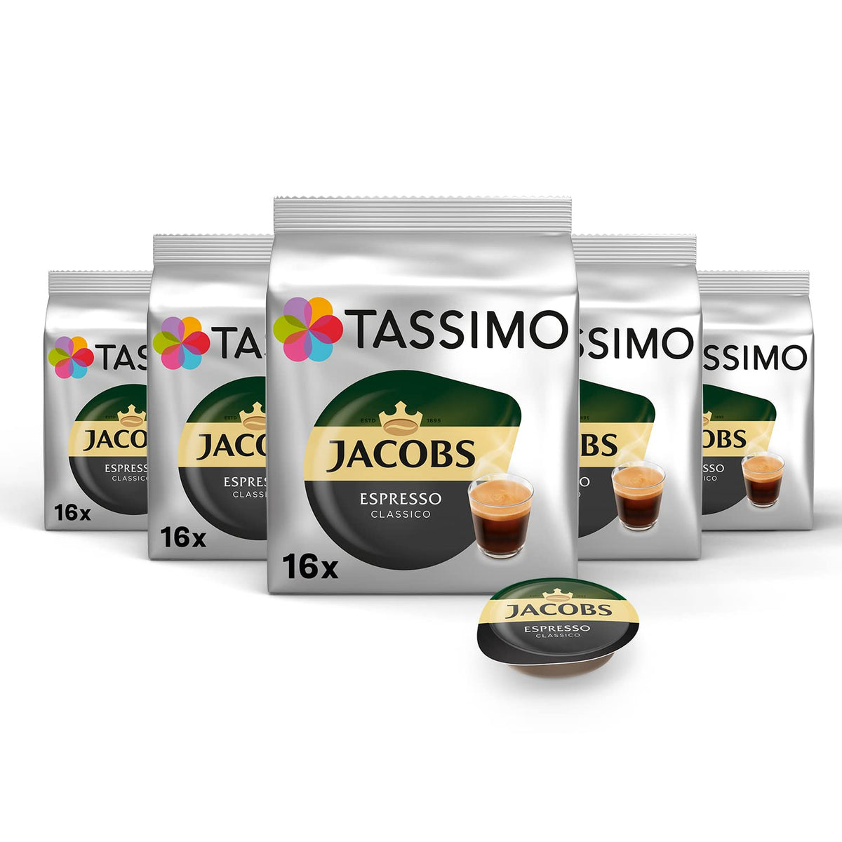 Tassimo Jacobs Espresso — Rainforest Alliance Certified, 5 x 16 T-Discs