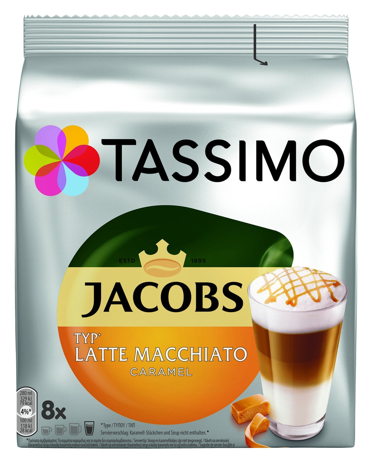 Tassimo Jacobs Latte Macchiato Caramel 5-pack (5 x 268 g) – 8 Drinks, Tassimo Compatible