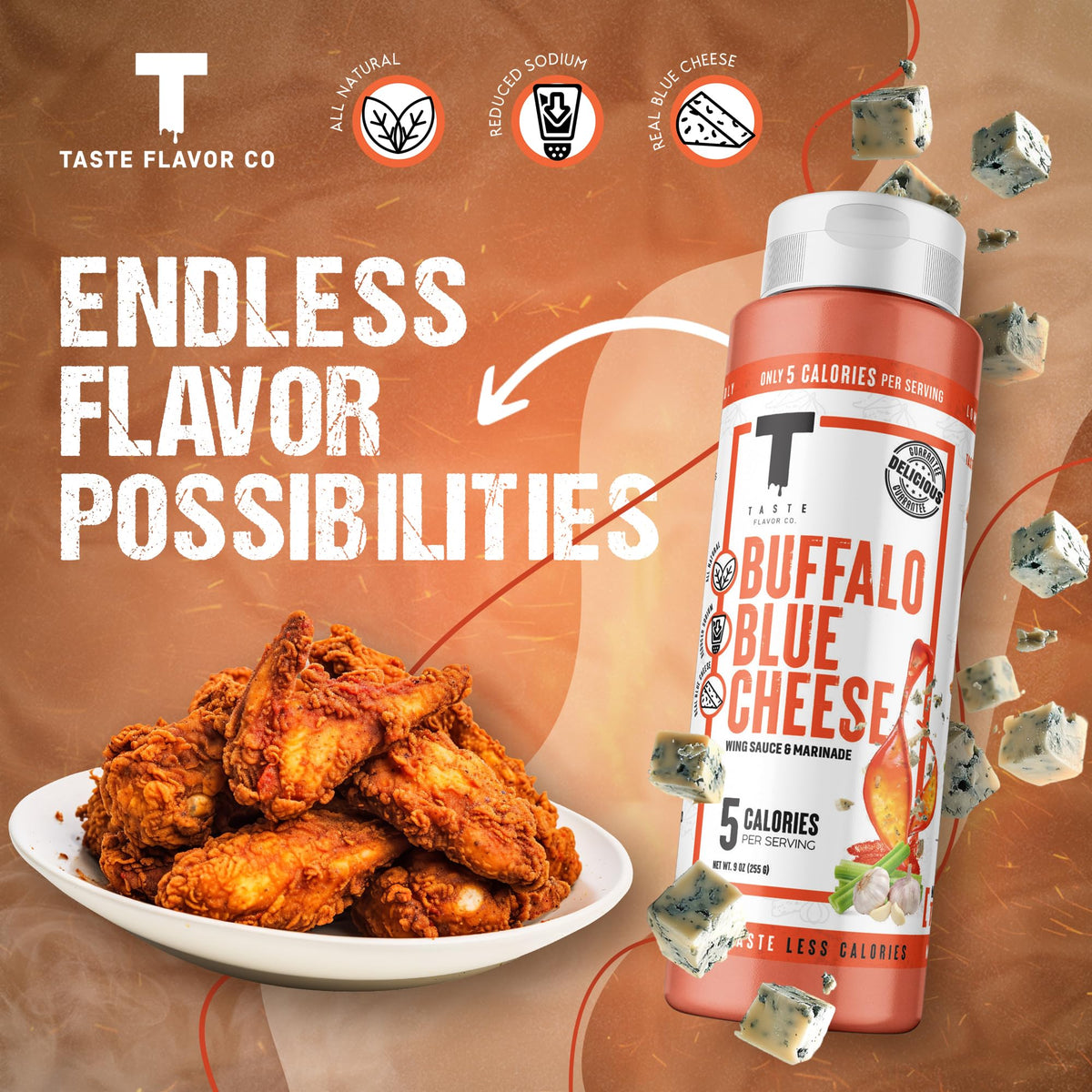 Taste Flavor Co. Buffalo Blue Cheese Grilling & Dipping Sauce – 3 Pack, Keto & No Oils