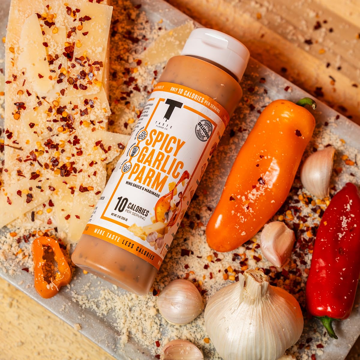 Taste Flavor Co. Spicy Garlic Parm Grilling, Dipping Sauce & Marinade – Keto, Low-Calorie, No Oils (3 Pack)