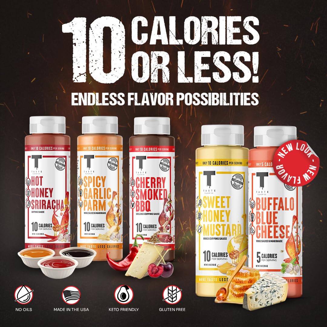 Taste Flavor Co. Spicy Garlic Parm Grilling, Dipping Sauce & Marinade – Keto, Low-Calorie, No Oils (3 Pack)