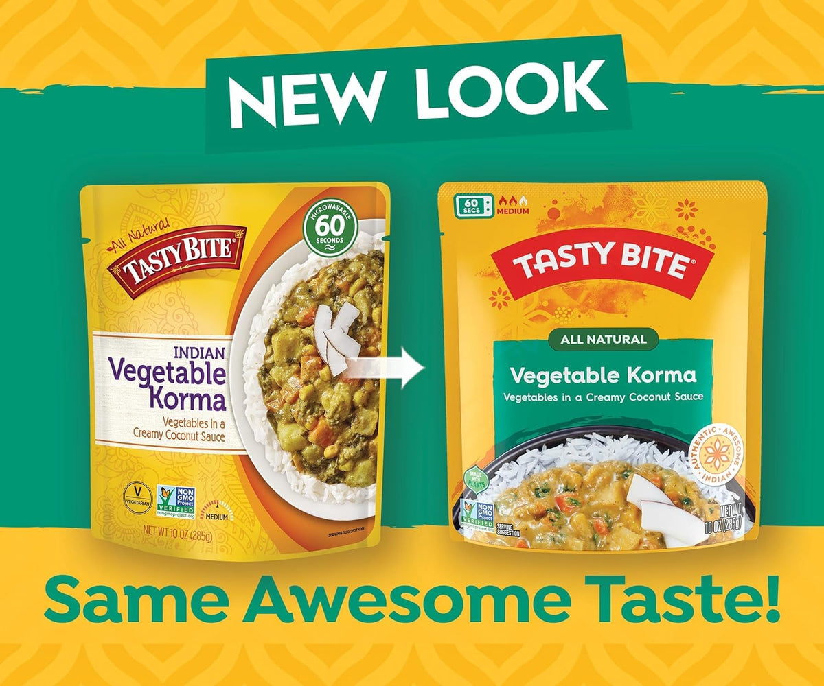 Tasty Bite Vegetable Korma – 6 Pack, Ready-to-Eat Microwavable Entree with Coconut Sauce