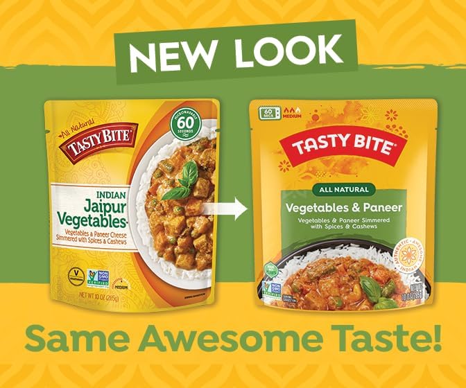 TASTY BITE Indian Vegetables & Paneer – Microwaveable Ready-to-Eat Entrée, 6 Pack, 10 oz