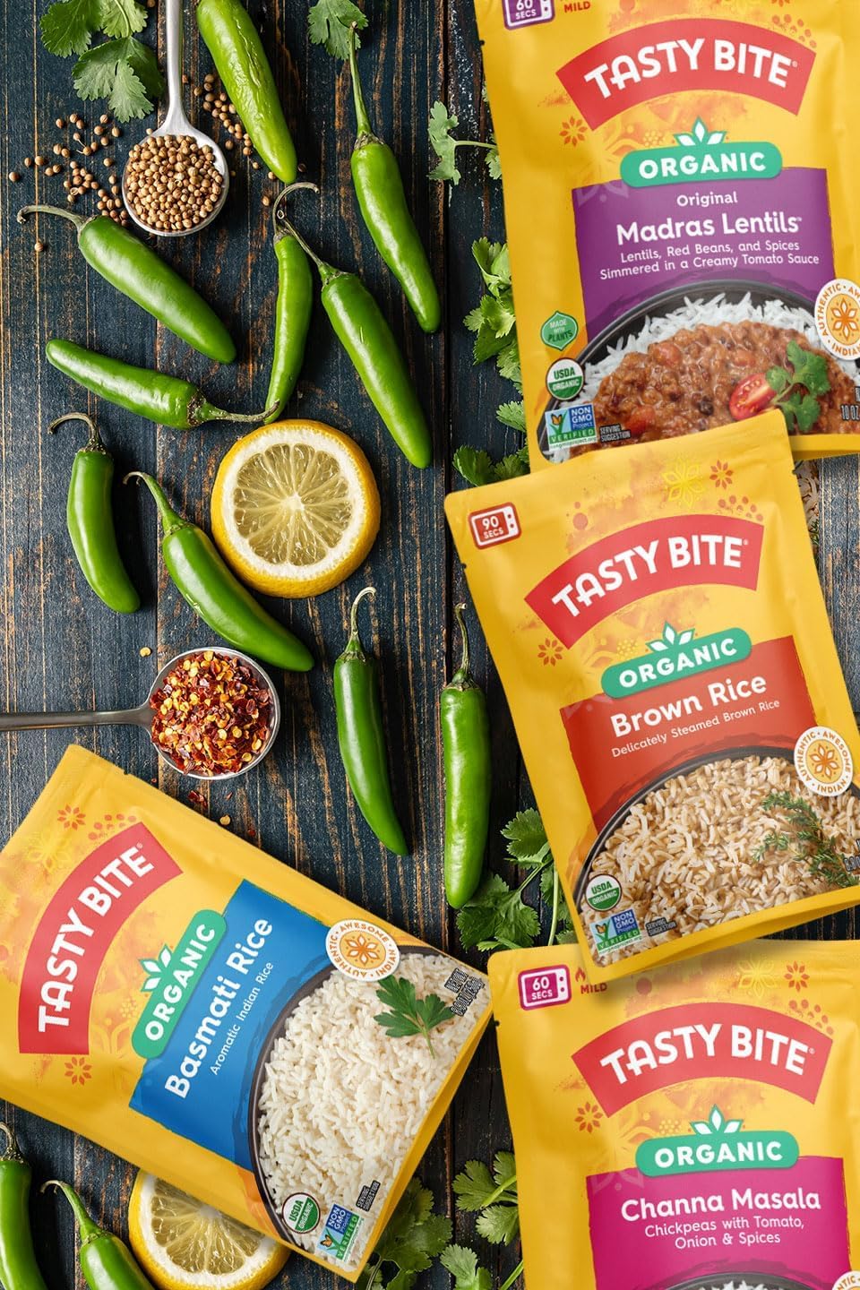 TASTY BITE Organic Madras Lentils – Ready-to-Eat Vegetarian Entree, 6 Pack (10 oz each)