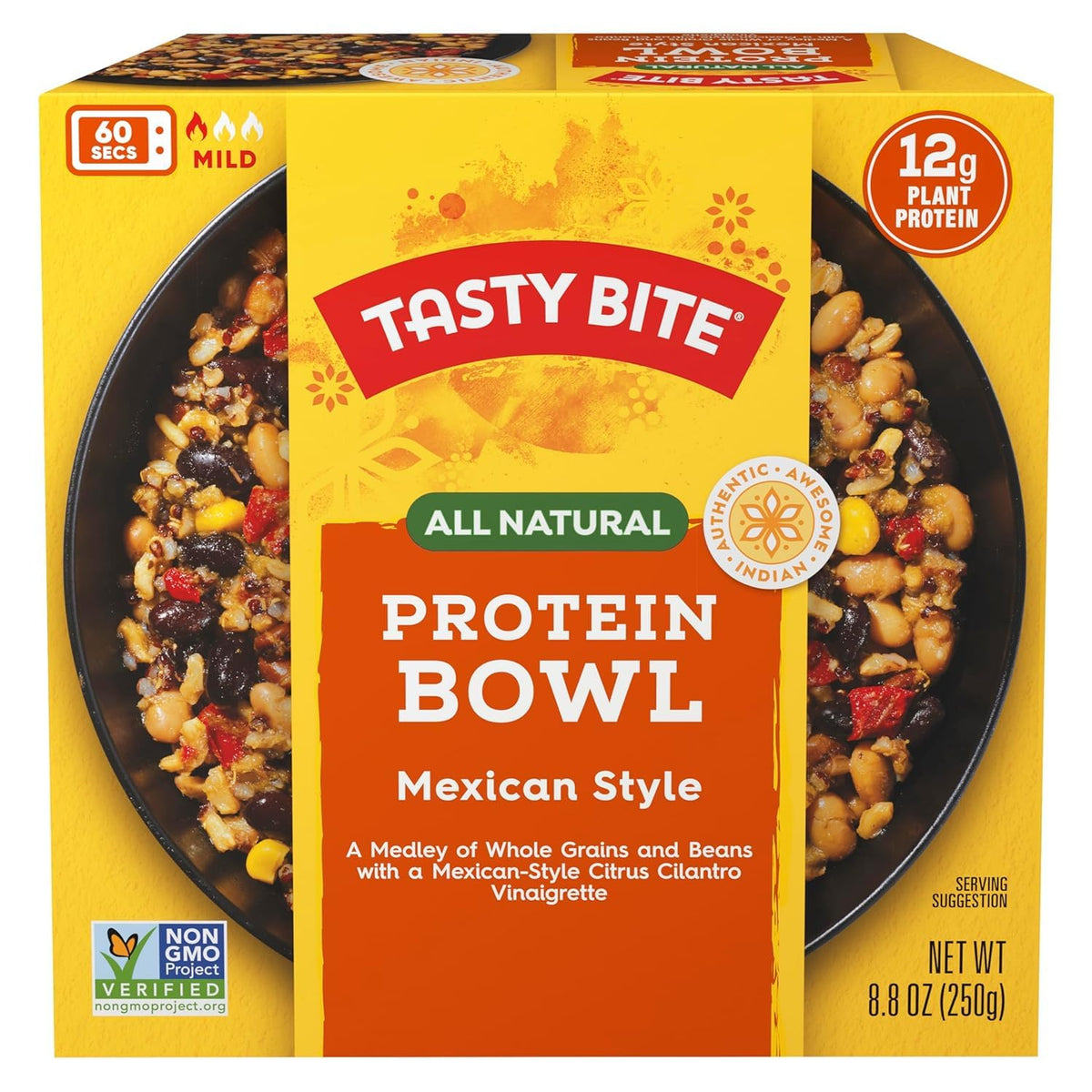 TASTY BITE Mexican Protein Bowl – Vegan, Ready-to-Eat, 12g Protein, Tangy Citrus (Pack of 6)
