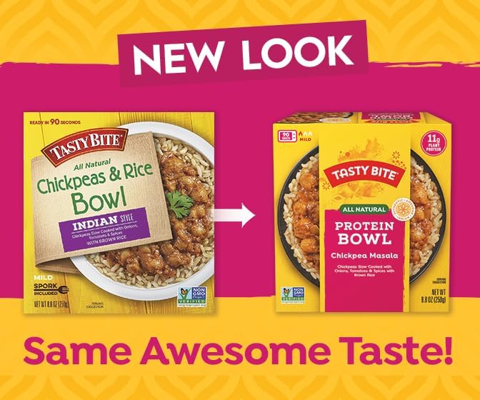 TASTY BITE Indian Style Chickpeas & Rice Bowl – 8.8 oz x6, Ready to Eat, Vegan, Organic Brown Rice